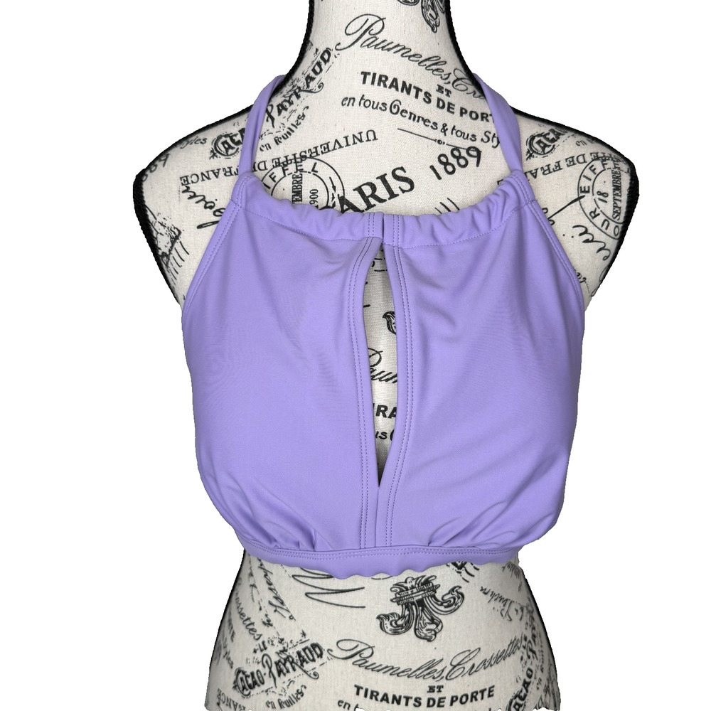 Time & Tru Swim Suit Top Only Medium 8-10 Lavender Halter